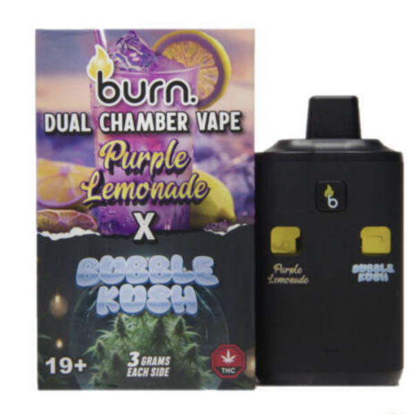 Burn Dual Chamber Vape – 3g + 3g - Purple Lemonade x Bubble Kush - 6 Gram THC - Bulk